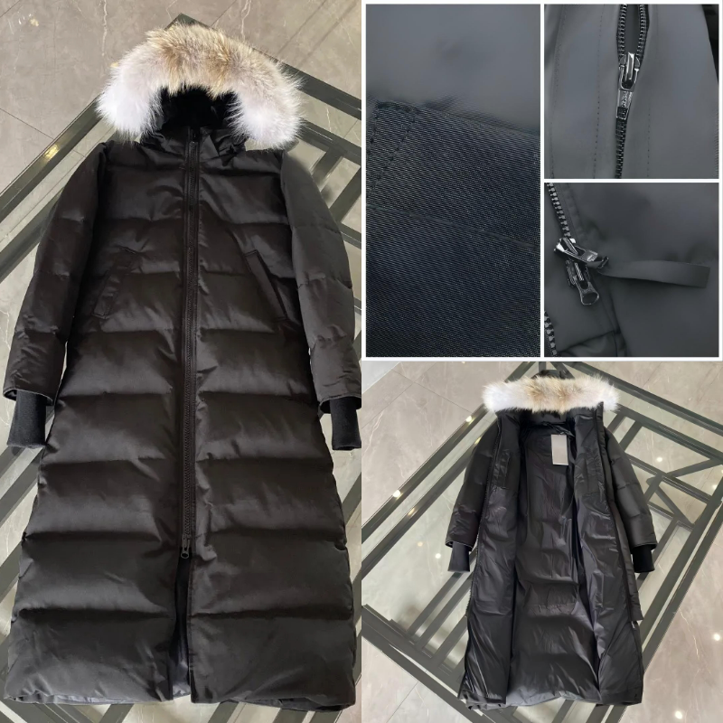 designer winter puffer jacket womens coat mystique coyote fur winter thickened womens extra long hooded coat Long parka down Jacket 3035L waterproof