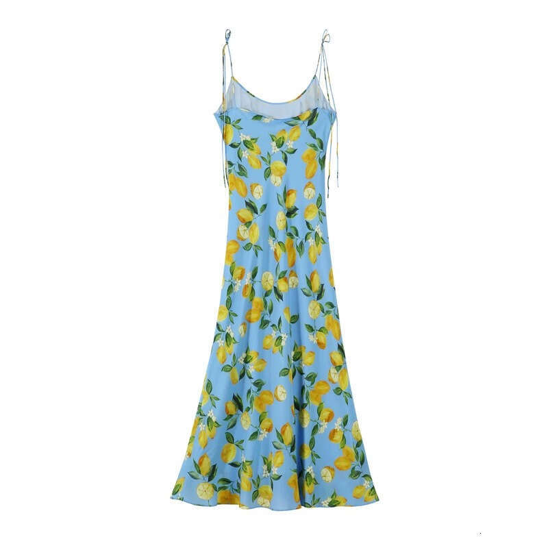 2026 new summer niche design star style oil painting lemon dopamine slim fit mermaid dress