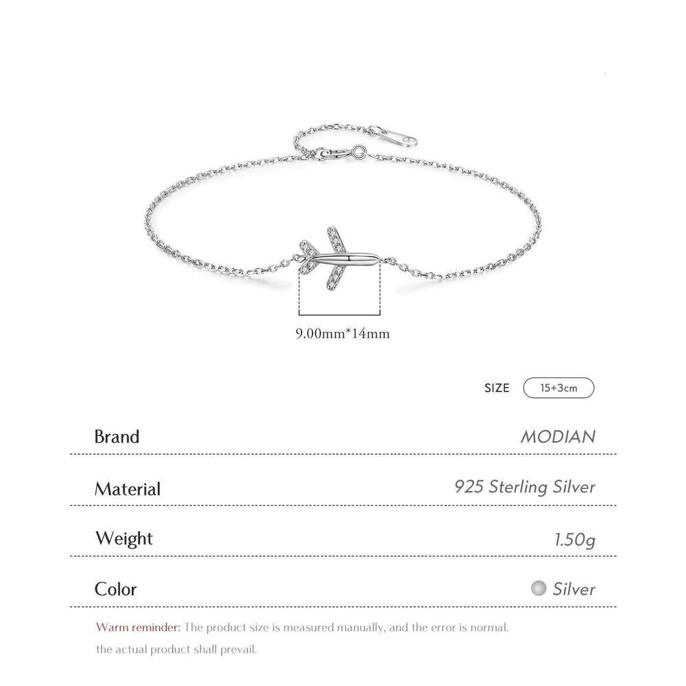 Modian Fashion Clear CZ Aircraft Bracelet Solid 925 Sterling Silver Charm Chain Exquisite Bracelets For Women Girls Jewelry Gift Z260225