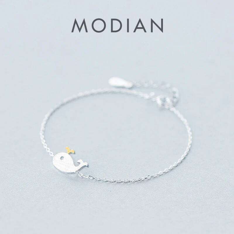 Modian Classic Fashion Authentic 925 Sterling Tiny Girls Charm Chain Bracelet For Women Baleine Fish Fine Silver Jewelry Z260225