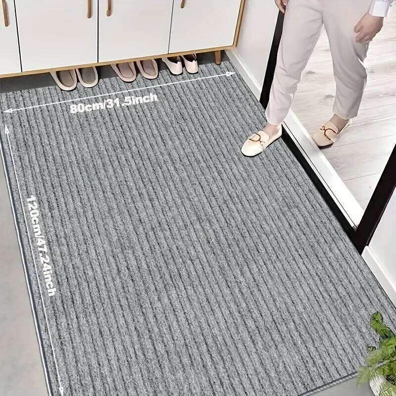 1pcs Double Stripe Non-Slip Doormat Entryway - Heavy Duty Dirt Resistant Rug Indoor Outdoor Carpet for Home/Office W260226