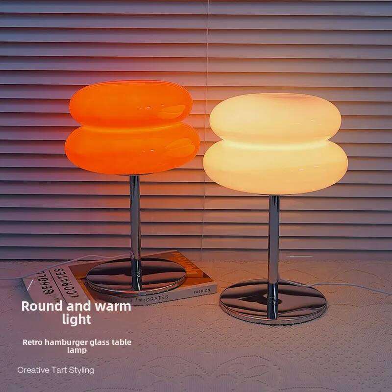 Simple Living Room Bedroom Study & B Medieval Hamburger Glass Table Internet Celebrity Atmosphere Decoration Bedside Lamp H260225