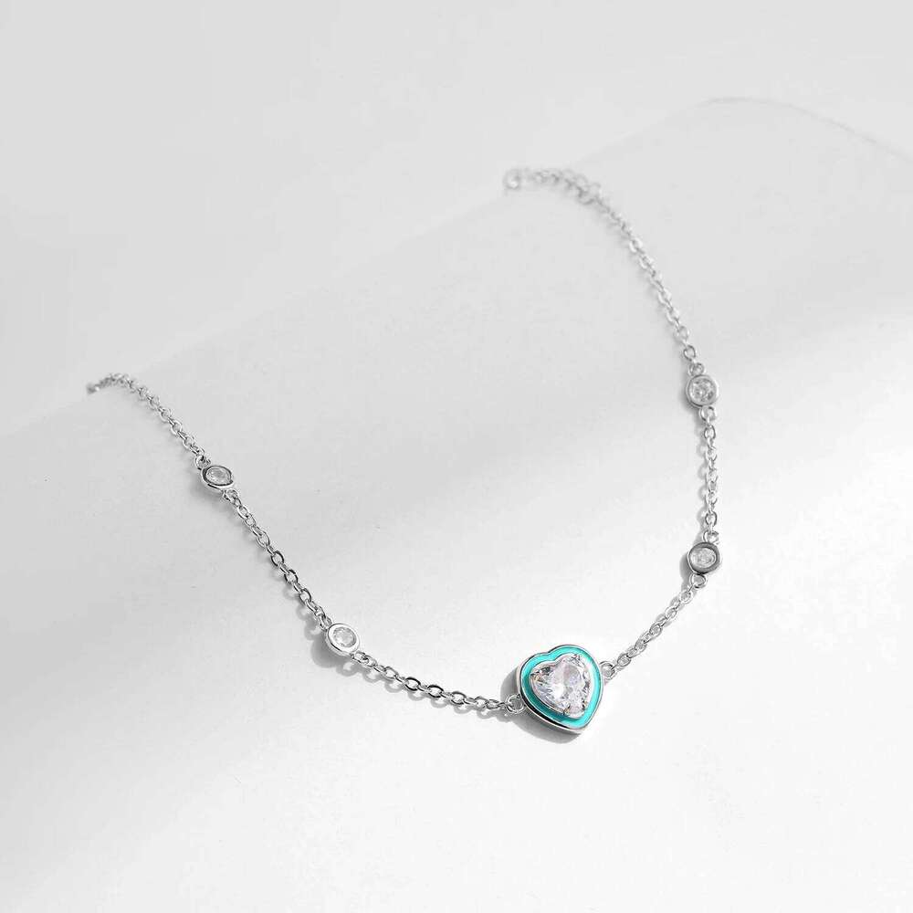 MODIAN 925 Sterling Silver Romantic Hearts CZ Green Enamel Bracelet Lobster Clasp Link Chain For Women Trendy Fine Jewelry Gifts Z260225