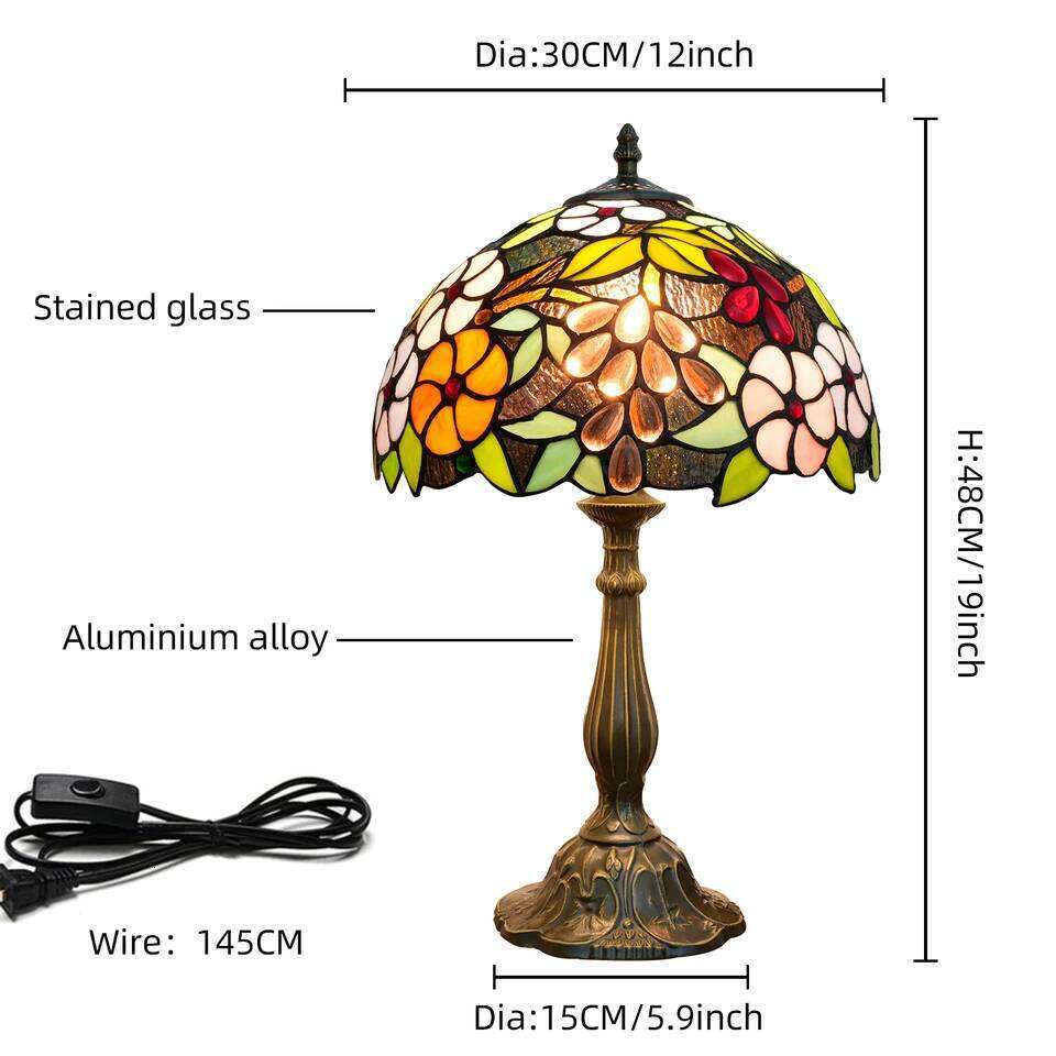 Village Garden Style Stained Glass Lamp Bedroom Table lamp Reading Desk Light for Bedside Living Room Office Dormitory Decor 12 H260225