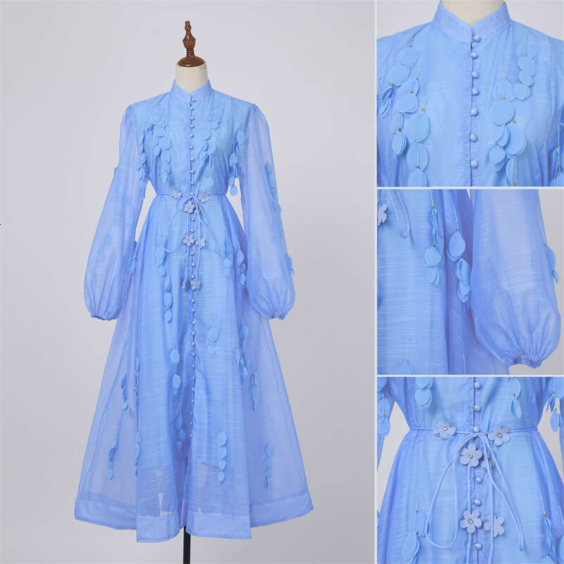 2026 spring/summer niche style solid color elegant fairy like loose lace up long skirt with three-dimensional leaf decoration