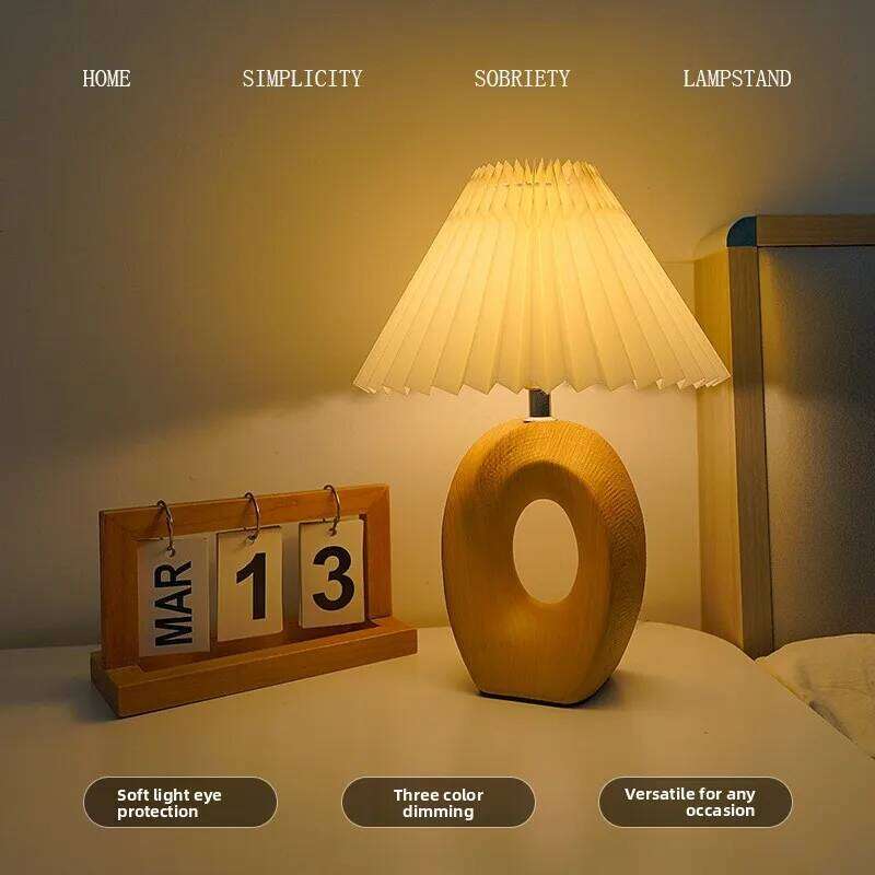 Nordic Pleated Retro Desk Ceramic Bedroom Study Bedside Lamp Advanced Decorative Atmosphere Night Light H260225