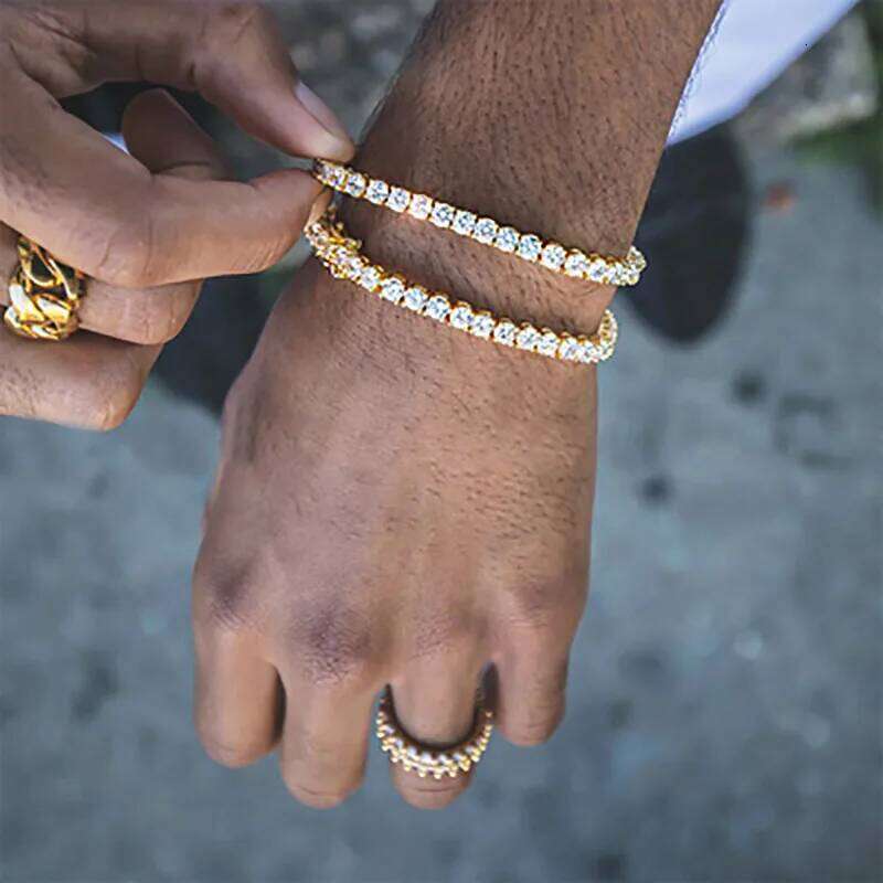 Luxury Crystal Tennis Bracelet for Women Man Iced Out 1 Row Cubic Zirconia Double Buckle Chain Hiphop Rock Hippie Jewelry OHH118 Z260225