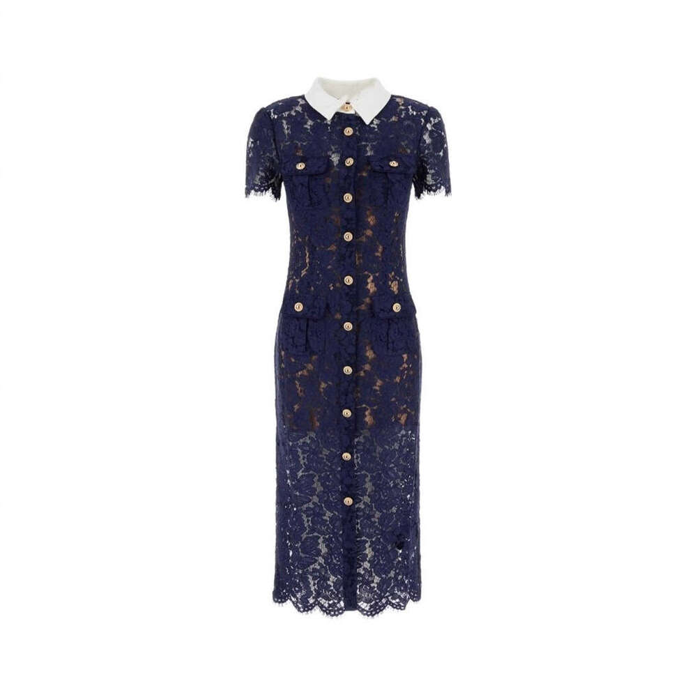 2026 summer designer fashion brand elegant and exquisite floral lace short sleeved slim long skirt