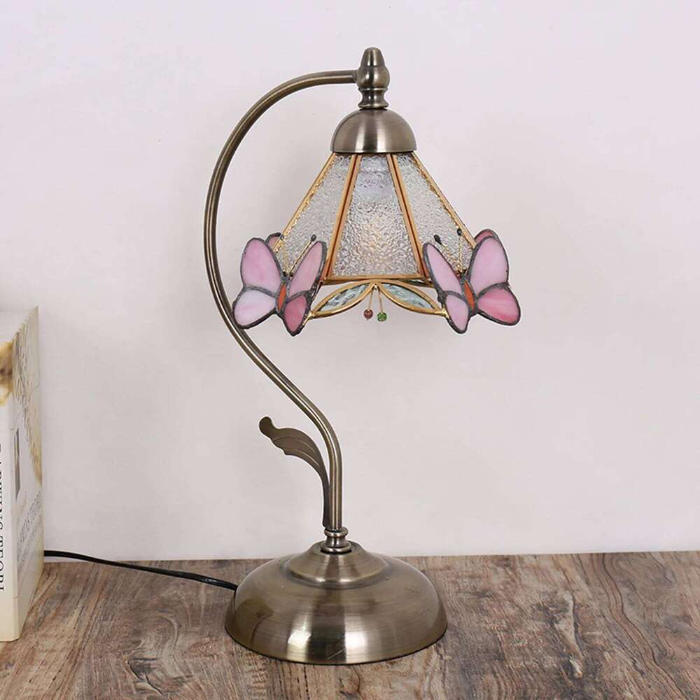 Modern minimalist bedroom bedside study lamp, hotel creative butterfly glass decorative desk lamp H260225