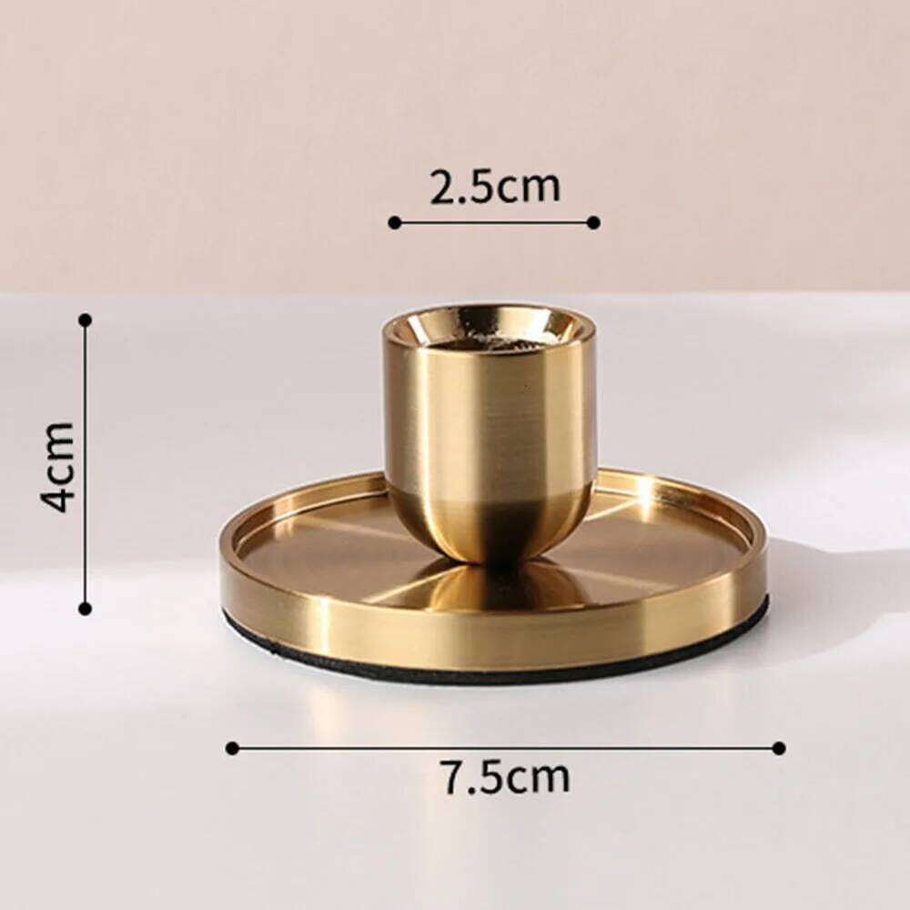 Golden Candle Holder Candlestick Decoration Crafts Decor Bookshelf Candles Stand For Home Wedding Table W260226