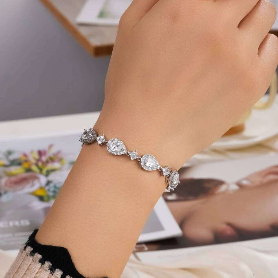 ZAKOL Wedding Bridal Bracelet for Brides Bridesmaids Delicate Cubic Zirconia Classic Teardrop Tennis Bracelets Women Jewelry Z260225