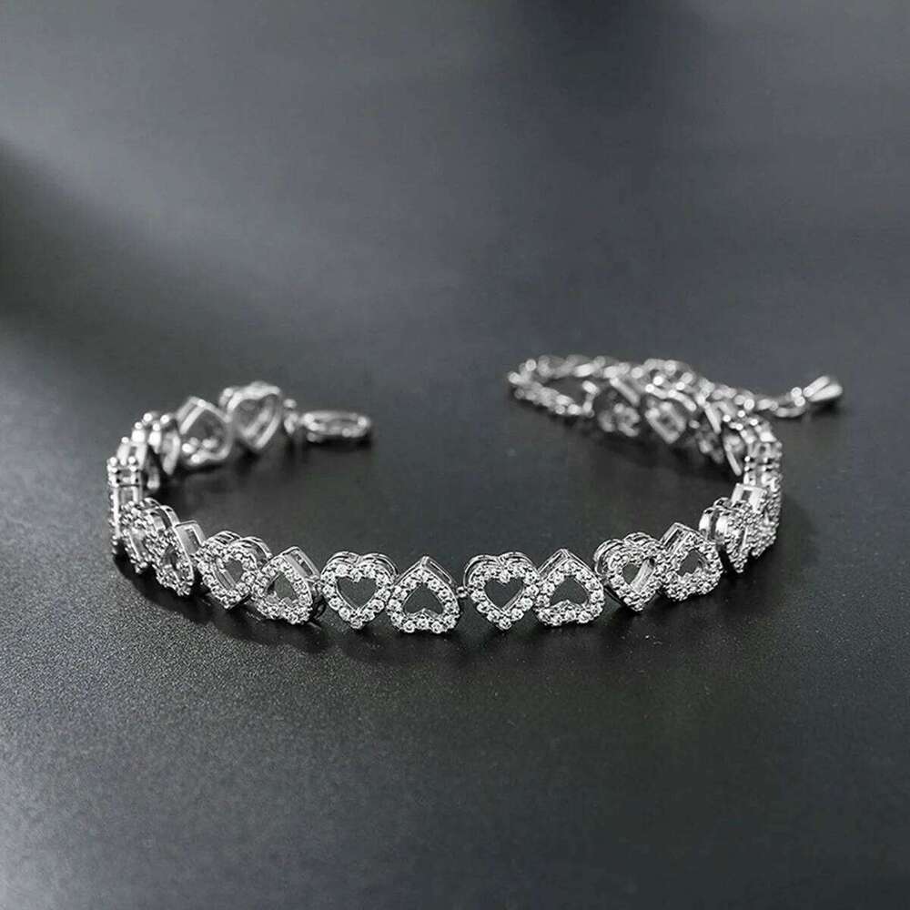 ZAKOL Shiny AAA Zircon Hollow Heart Bracelet for Women Wedding Party Accessory Aesthetic Jewelry Gift Z260225