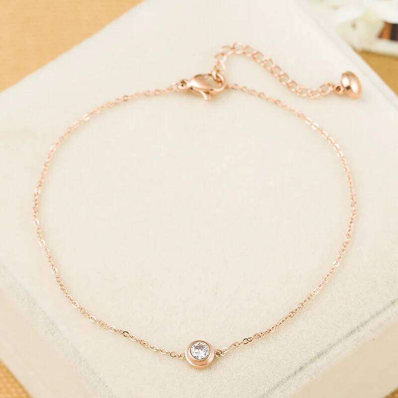 New personalized and simple titanium steel bracelet, 18K rose gold single diamond set zirconium women's bracelet Z260225