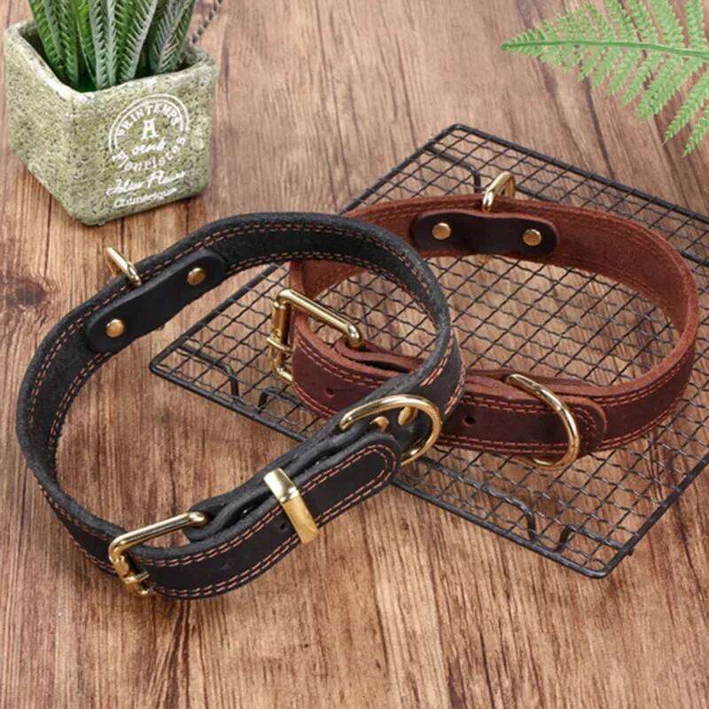 Top Grain Leather Dog Collar-Handcrafted Adjustable Collar Small Medium Large Dogs Soft Lined Pet Necklace for Teddy German
