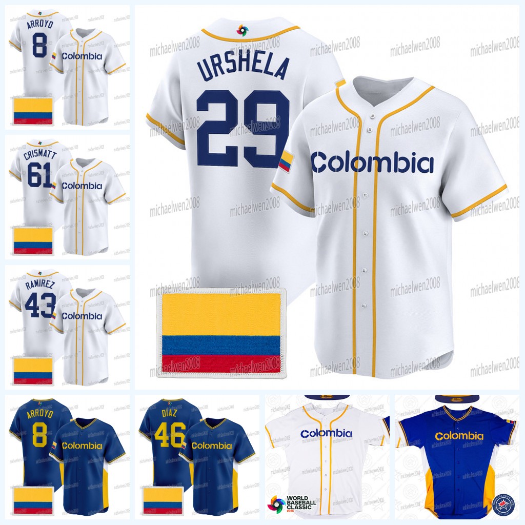 Team Colombia 2026 World Baseball Classic WBC Baseball Jersey Gio Urshela Jorge Alfaro Donovan Solano Julio Teheran Tayron Guerrero Pedro Garcia Elias Diaz
