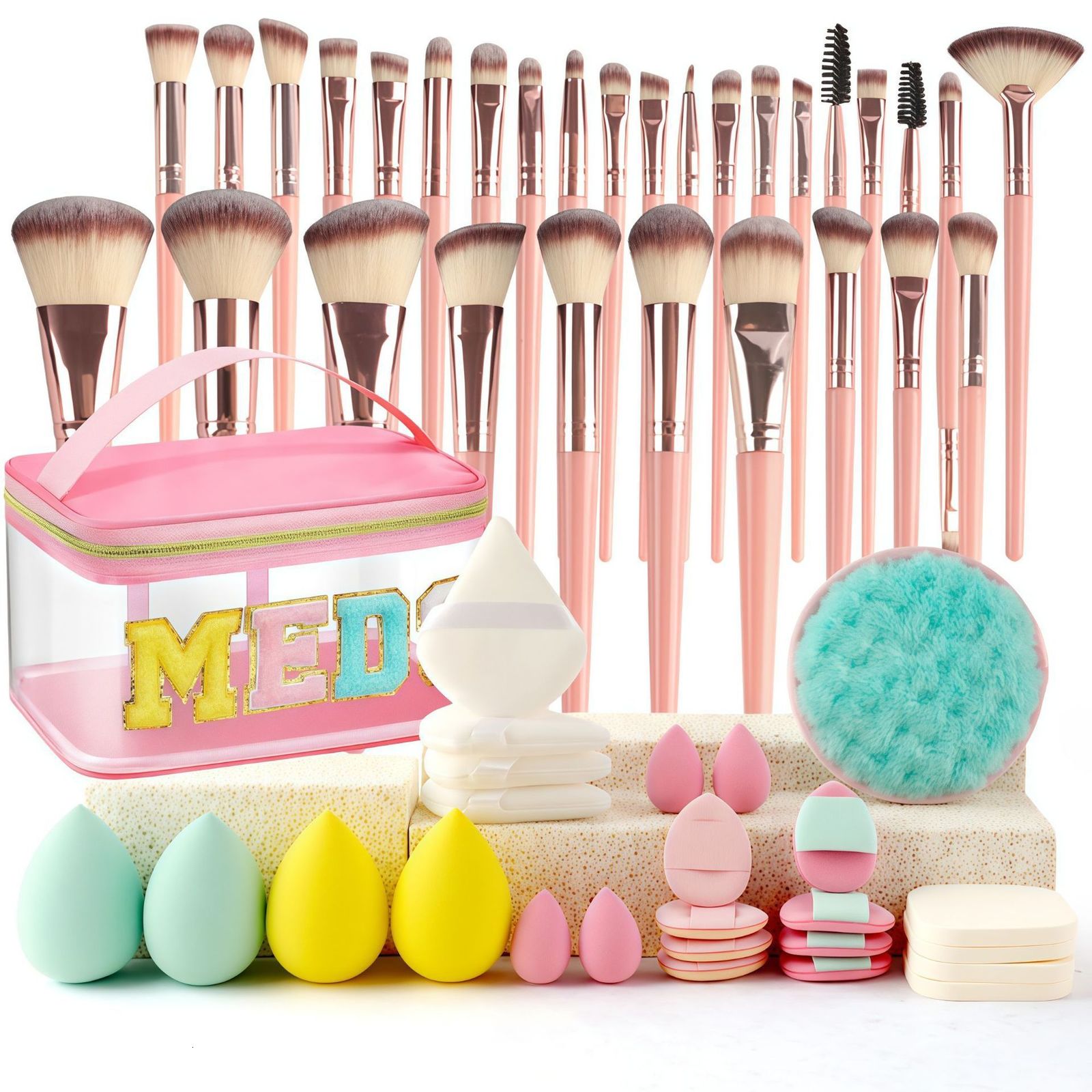 20 Pcs Pink Makeup Sponge and Makeup Puff Set Suitable for Face Cream and Powder Concealer Powder Makeup Machine 250610
