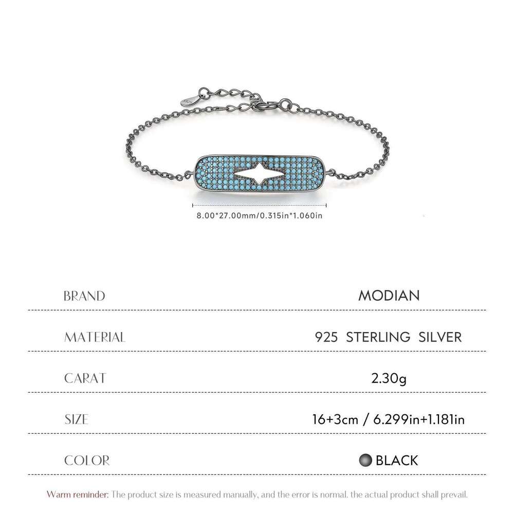 MODIAN Original Hollow Starlight 925 Sterling Silver Turquoise Black Punk Link Chain Bracelet For Women Fine Jewelry Z260225