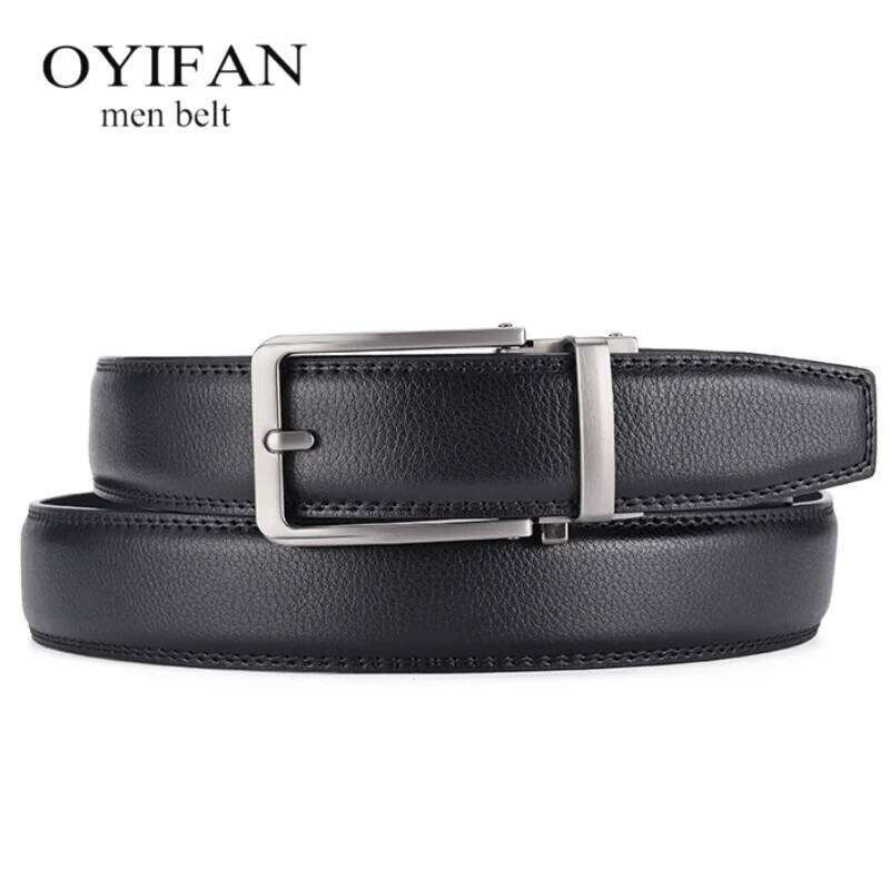 New Width 3.5cm Business Men's Formal Real Leather Male High Quality Metal Automatic Buckle for Men Jeans Belt Y260225