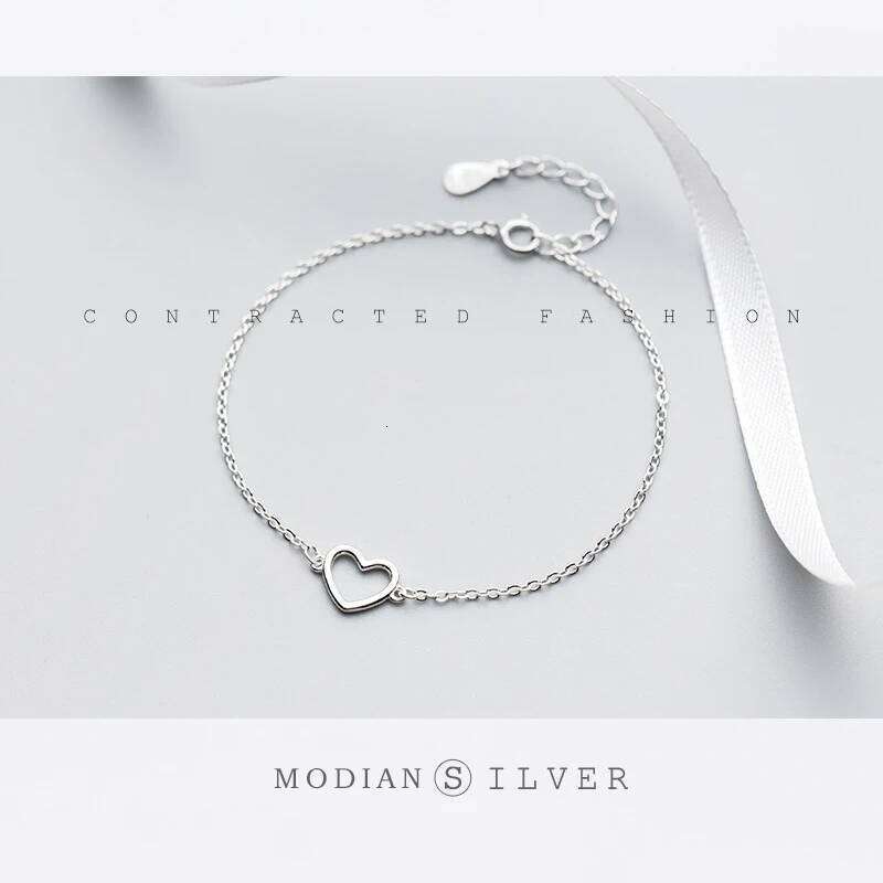 Modian New Romantic Heart Bracelet for Women Real 100% 925 Sterling Silver Fresh Lovely Gifts Anti-allergy Gift Fine Jewelry Z260225