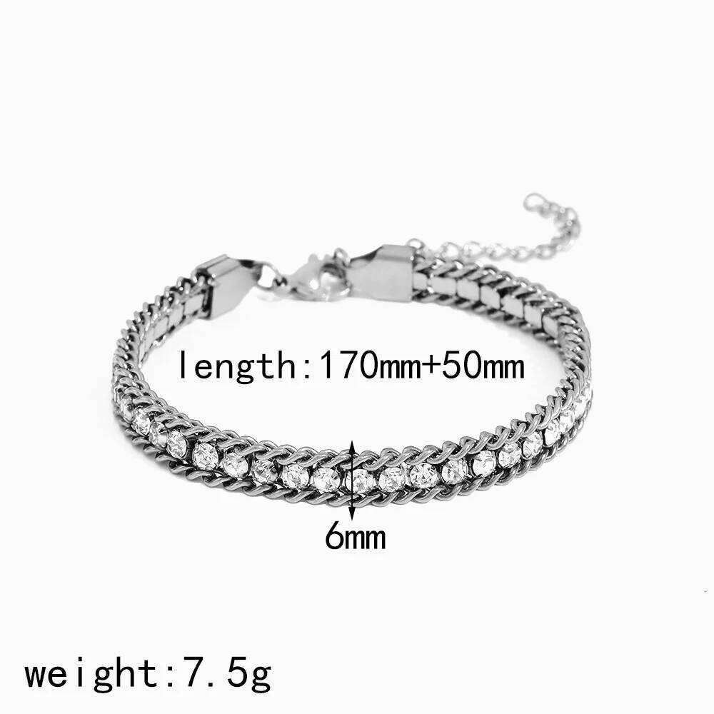ZMZY Women's Cubic Zirconia Tennis Chain Bracelet Stainless Steel Rhinestone Crystal Bangle Minimalist Jewelry for Ladies Z260225