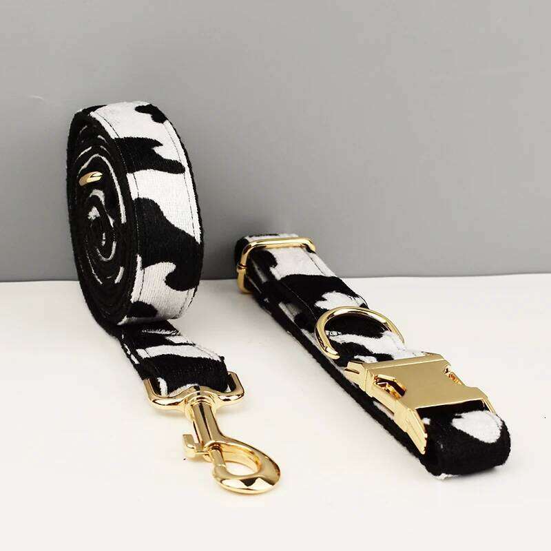 Cute Cow Print Small Medium Large Dog Harness And Set XS-XL Puppy Custom Name Collar Leash With Poop Bag