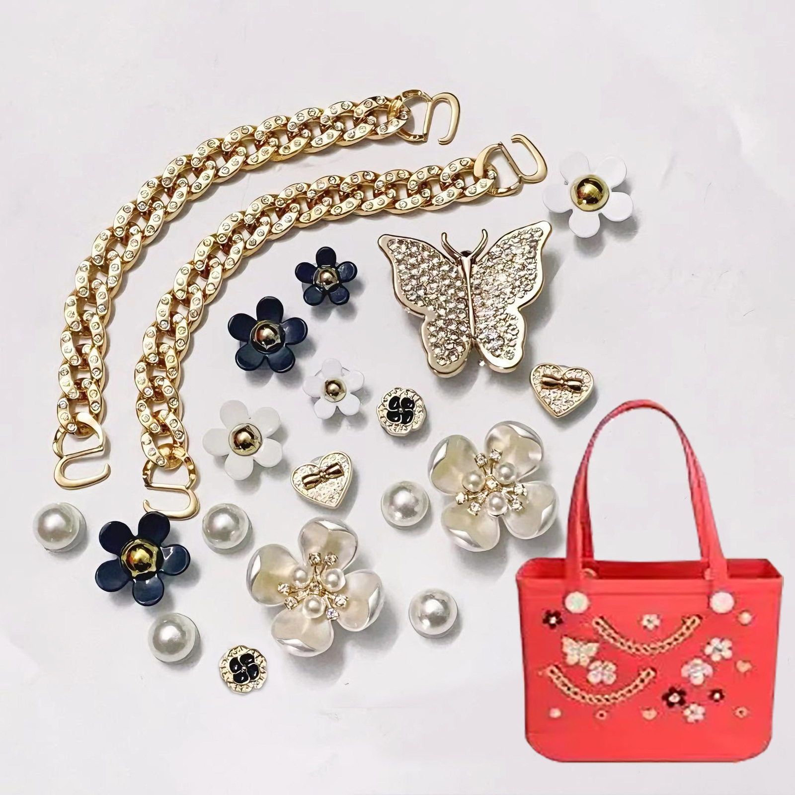 DIY hole bag accessories gold series chain shoe charms beach bag high-end hot-selling accessories250702