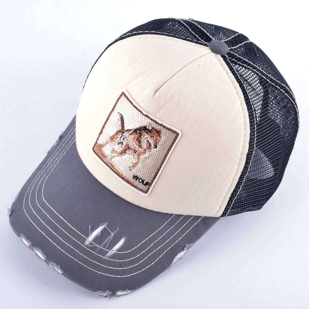Fashion Unisex Patch Bones Wolf Embroidery Hip Hop Hats Breathable Mesh Baseball Caps Men Women Casquette Summer Trucker Gorras Z260226
