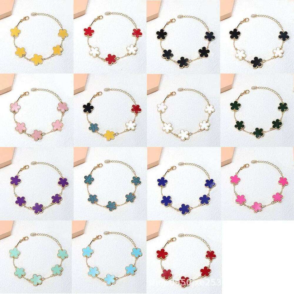 Fashion Double-Sided Plant Five-Leaf Plum Blossom Charm Bracelets for Women Girls Waterproof Clover Jewelry Gifts Best Friends Z260225