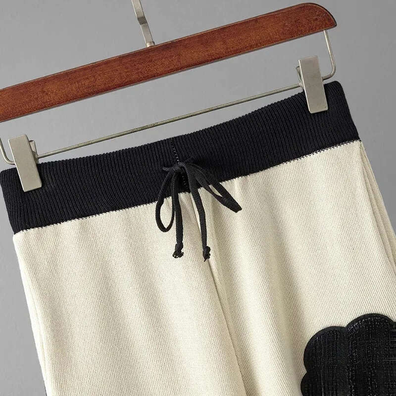 Casual Knitted Flower Sweater Set Knitted Sportswear Two Piece Set Winter Women's Women's Wear