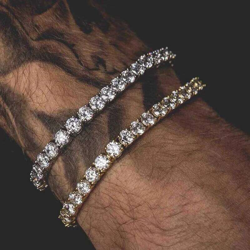 Hiphop Tennis Bracelet Homme Iced Out 3/4/5mm Cubic Zirconia Mens Crystal Chain on The Hand Hip-hop Streetwear Jewelry Male H086 Z260225