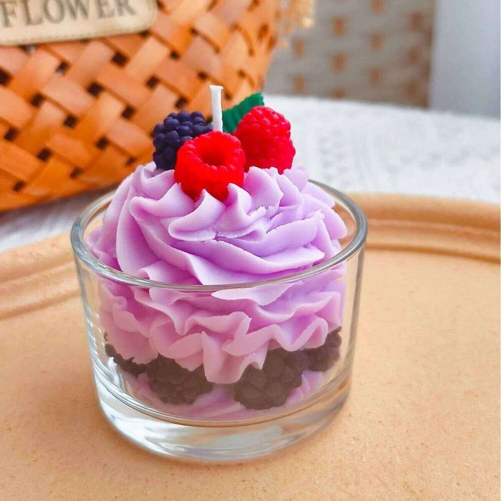 Handmade Mousse Cup Dessert Cake Scented Candle - Vanilla Chocolate Mango Strawberry Cream Creative Gift for Home W260226