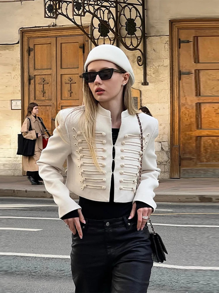 High Street Womens Jacket O-neck Single Breasted Solid Female Napoleon Jackets 2026 Spring Chic Fashion Casual Lady Coat 260202