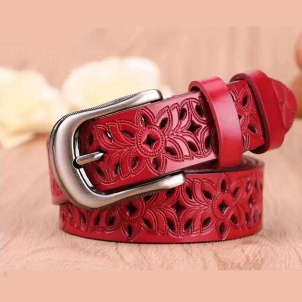 Women Vintage Hollow Ladies Dress Strap Waist Band Pin Buckle Waistband Leather Belt Y260225