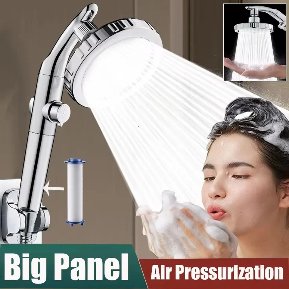 Big Panel 1pc Filter Hand SprayTop Spray DualPurpose High Pressure Shower Head OneKey Stop Water Sprayer Bathroom Accessories 260124 - view 3