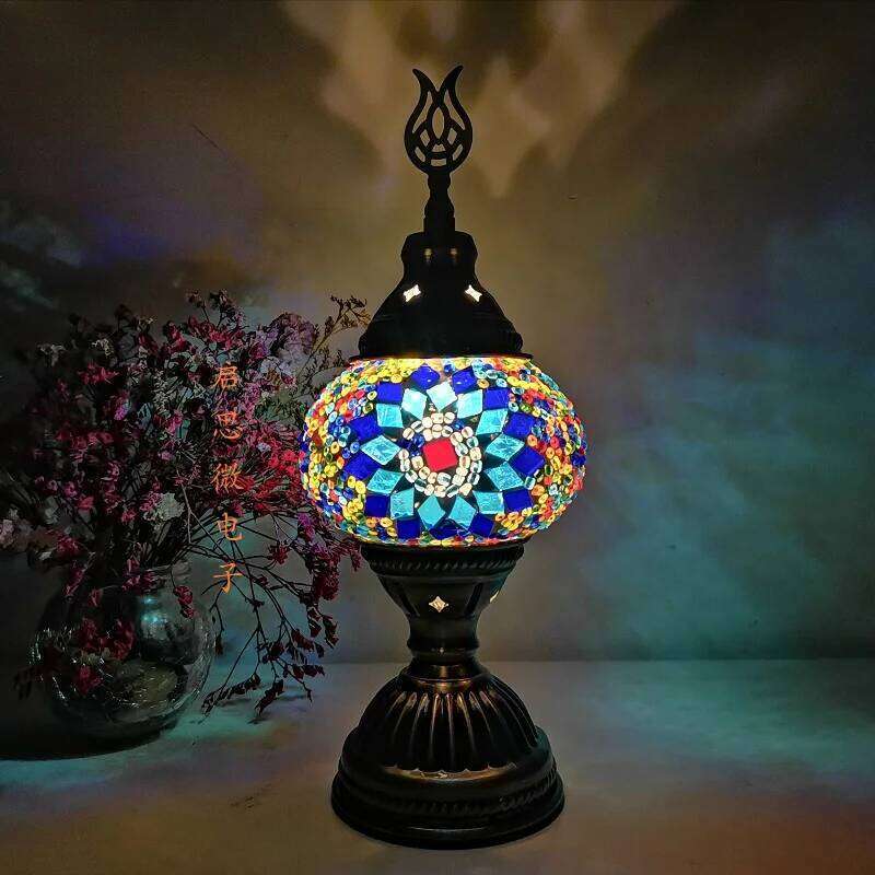 Table Lamp Vintage Art Deco Handcrafted De Mesa Mosaic Glass Bed Light Lamparas Con Mosaicos Night Lights H260225