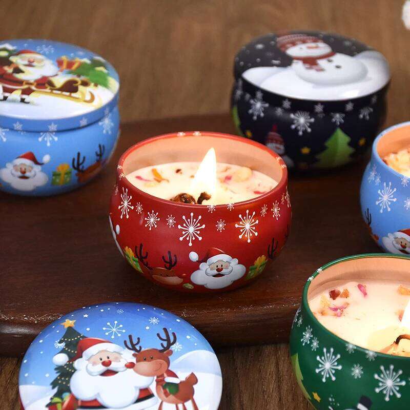 Aromatherapy Christmas Scented Tin Jar Cans Candle Merry Xmas Decor For Home New Year Navidad Gifts W260226