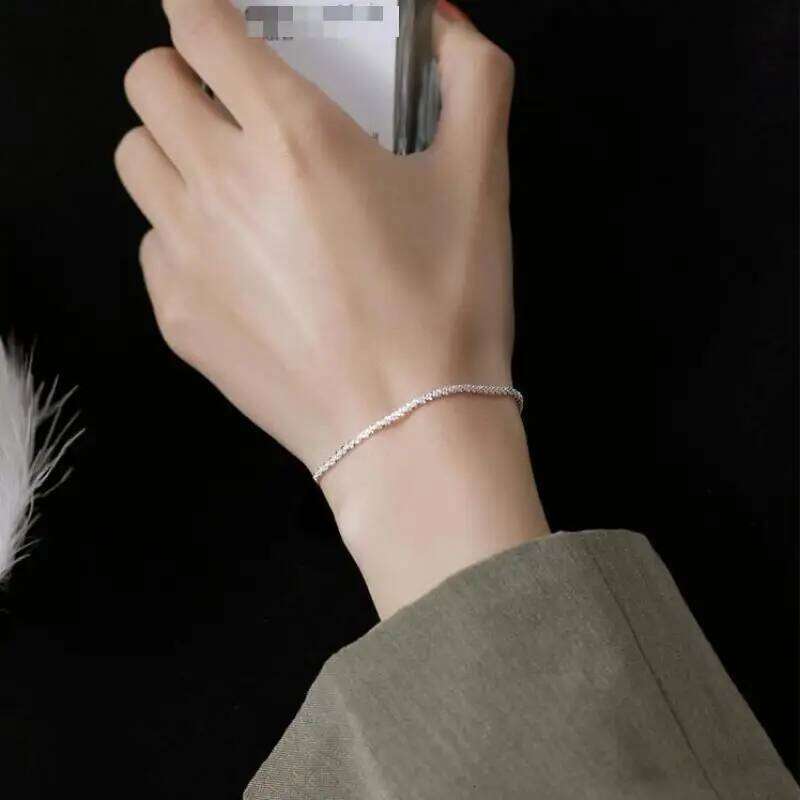 Silver Plated Fashion Simple Shiny Chain For Women Minimalist Adjustable Charm Bracelet Wedding Party Jewelry Girl Gift Z260225