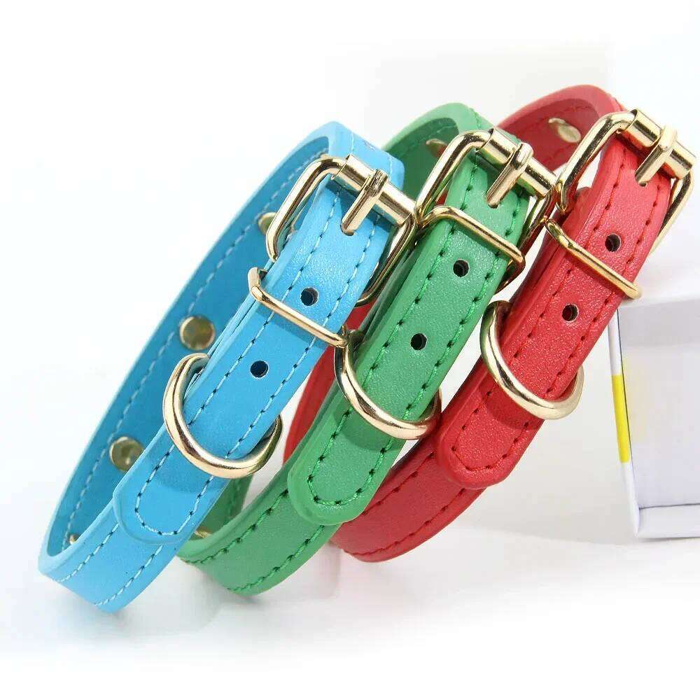 Cute Collar Soft Leather Pet Collars For Small Dog Kitten Puppy Necklace Cat Accessories Star Moon Rivets Decoration XS-M