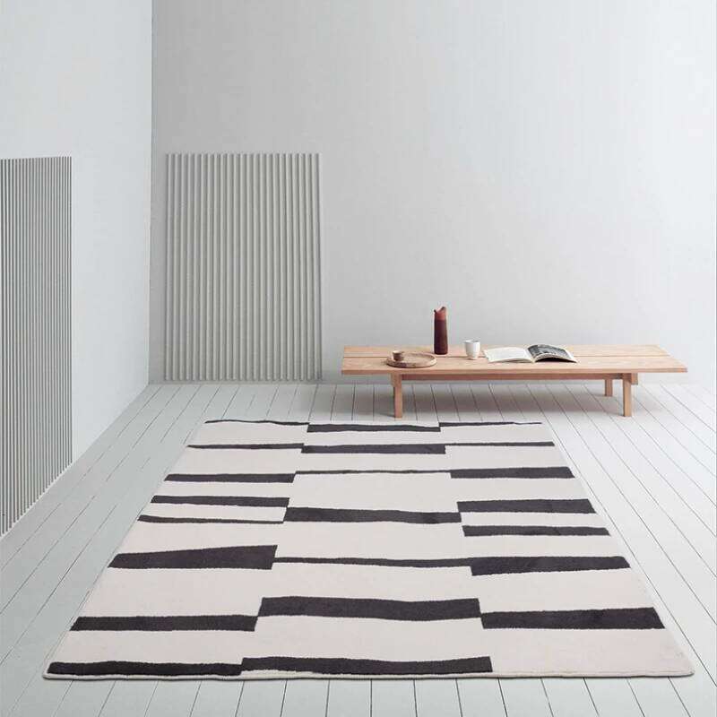 Modern Luxury Carpets for Living Room Fluffy Soft Plush Rug Black White Lines Bedroom Decor Carpet Large Area Washable Study Mat W260226