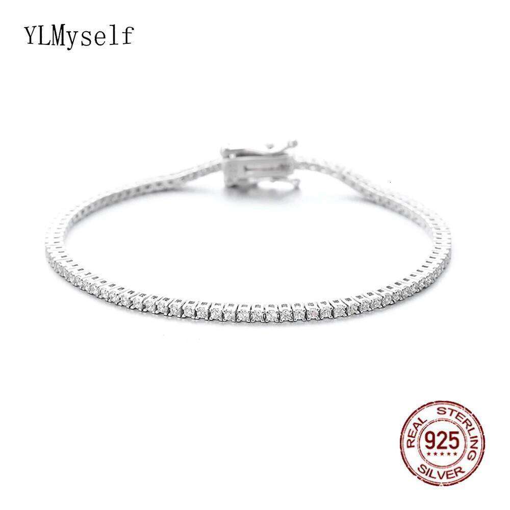YLMyself 925 Sterling Silver Tennis Bracelet 1.5mm White Cubic Zirconia Fine Jewelry Anniversary Wedding Gift 15-18CM for Women Z260225