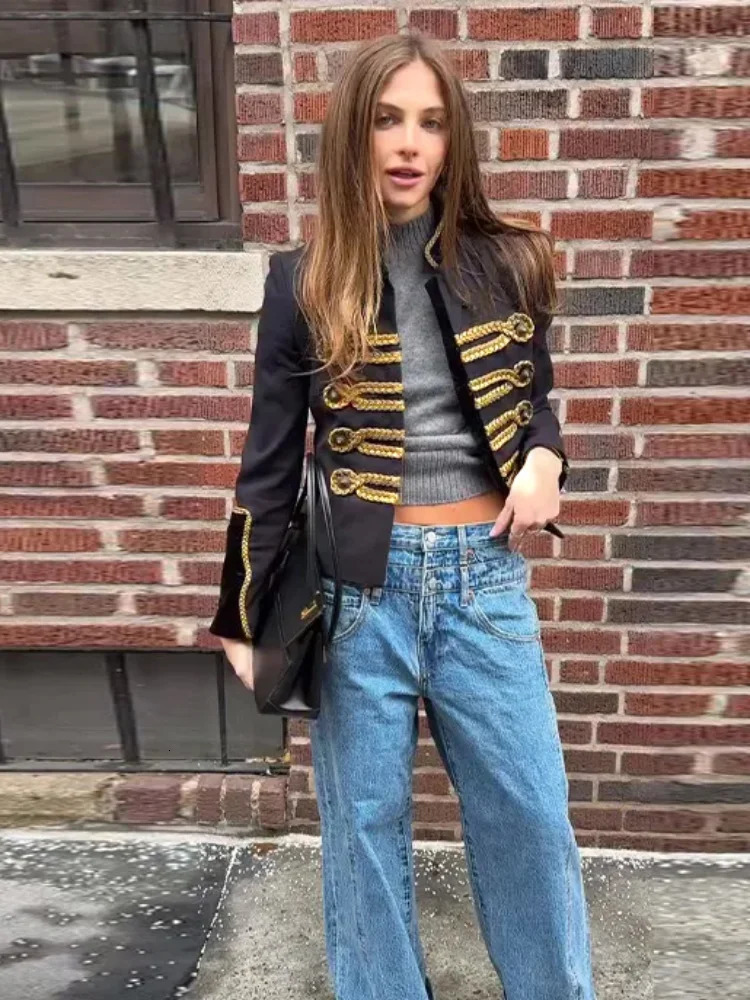 High Street Womens Jacket O-neck Full Sleeve Single Breasted Female Napoleon Jackets 2026 Spring Fashion Chic Lady Outwear 260202