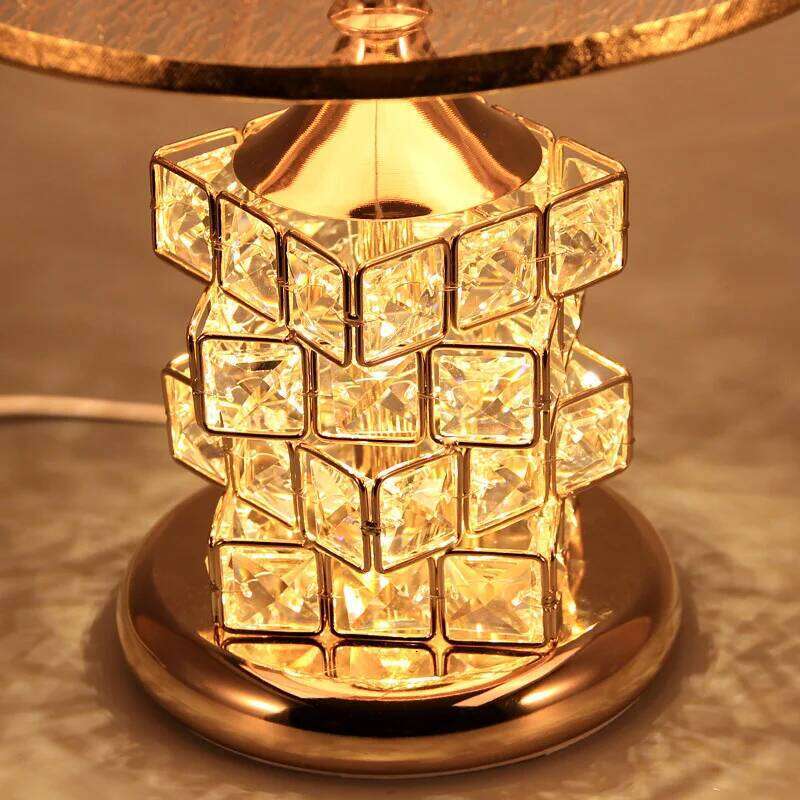 Modern Crystal Table European Style Luxury Wedding Gift Ideas Sweet Bedroom Home Decor Golden Lamp H260225