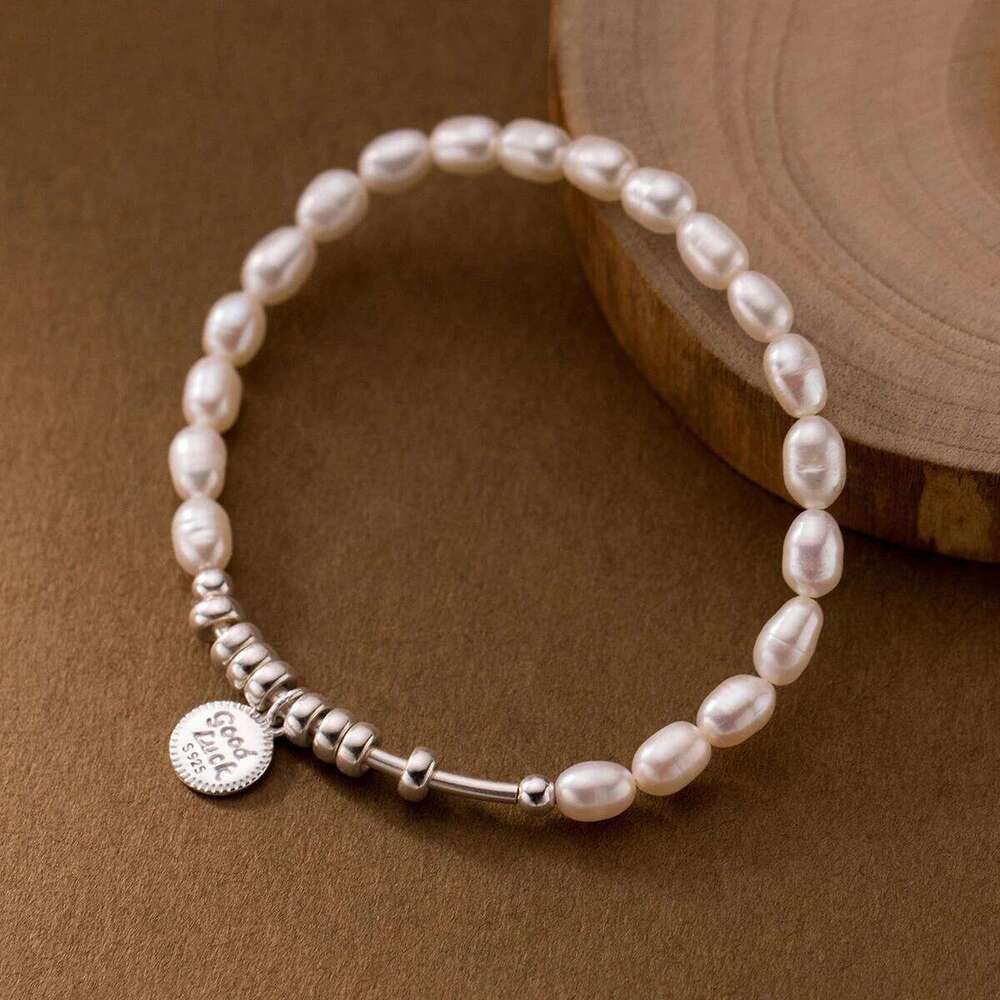 MODIAN 925 Sterling Silver Lukcy Circle Baroque Pearl Adjustable Chain Link Platinum Plated for Women Christmas Gifts Jewelry Z260225