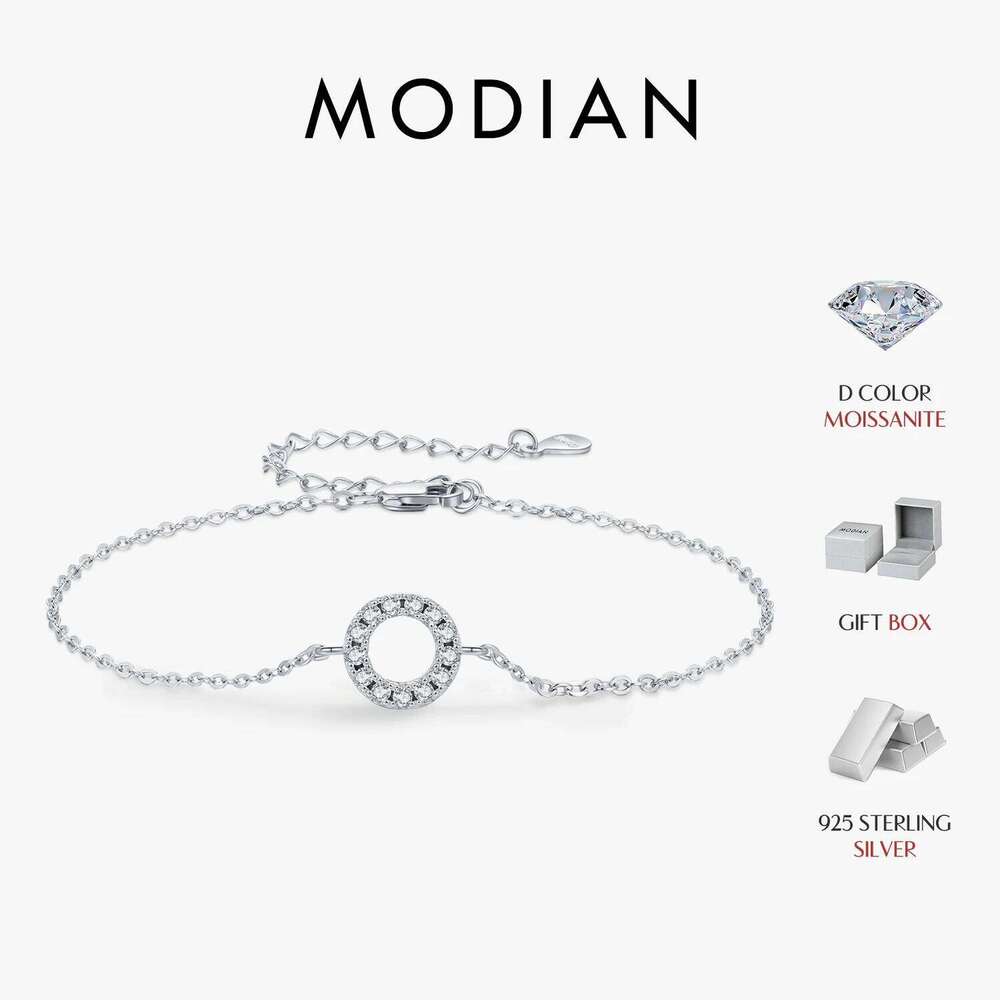 MODIAN D Color Moissanite 925 Sterling Silver Fashion Hallow Out Round Link Chain Bracelet For Women Fine Jewelry Gifts Z260225
