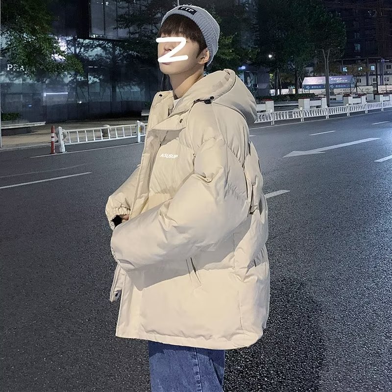 Men's Hong Kong Style Short Parkas, Autumn Winter Windproof Warm Thickened Hooded Puffer Coats, Trendy Casual Bread Jackets