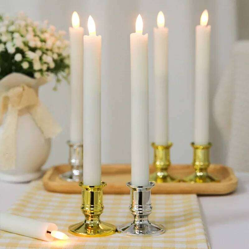 2/4pcs new standard plastic candle holders equipped with electronic candles for wedding, dinner, and party decoration tools W260226