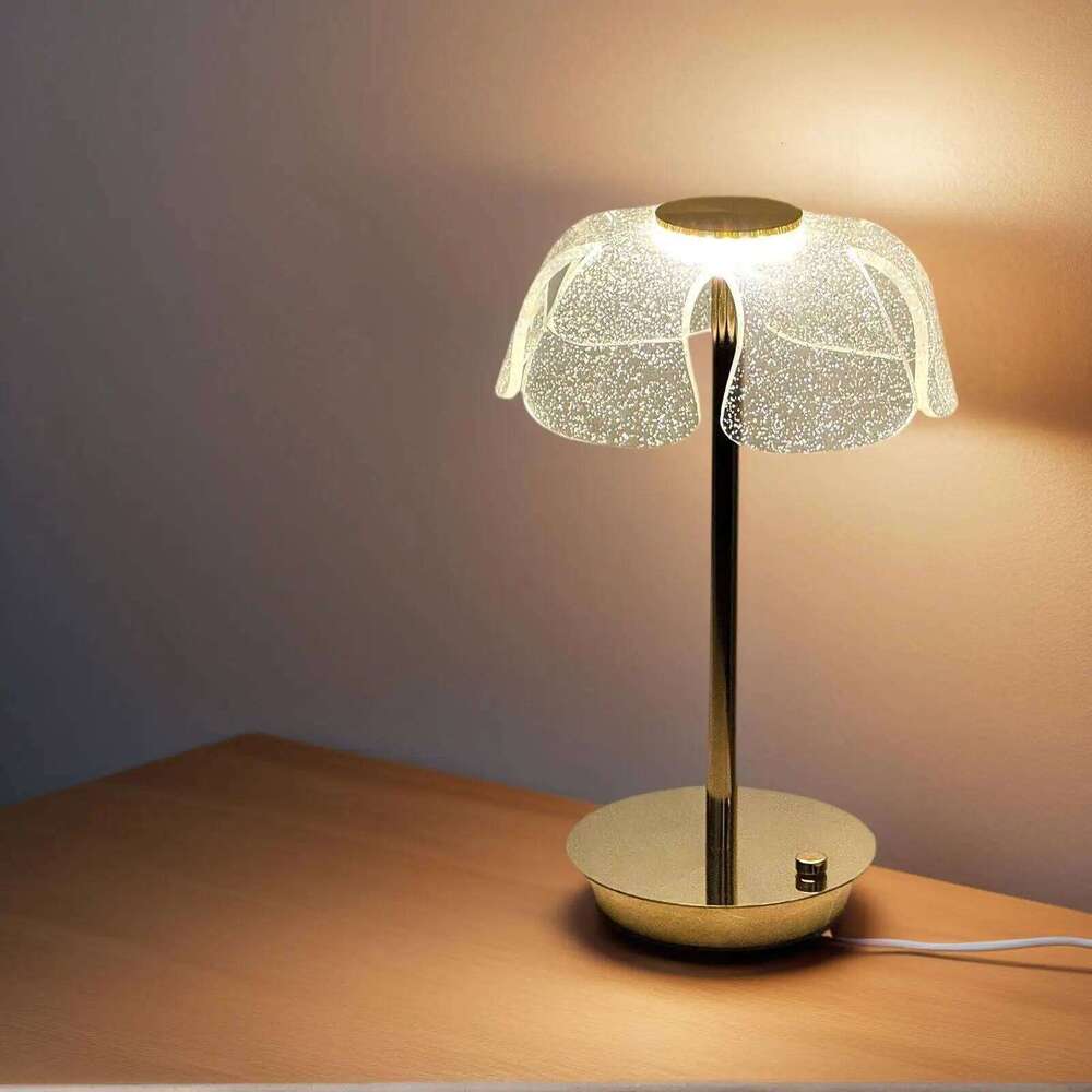 Vintage Flower Bedside Lamps Coffee Table Decor Night Light 3-Color Dimmable Touch Rechargeable Desk Lamp H260225