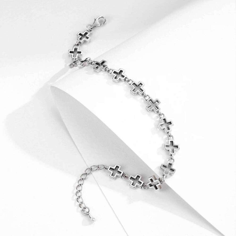 MODIAN 925 Sterling Silver Vintage Delicate Hallow Out Retro Cross Chain Stackable Bracelet For Women Men Unisex Fine Jewelry Z260225