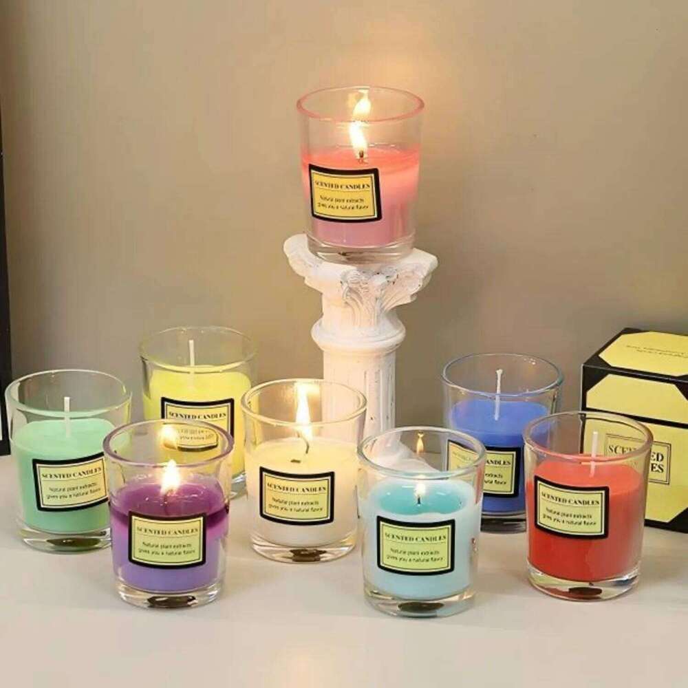 Trendy Minimalist Small Cup Frosted Glass Jar Candle 1pc Scented Home Office Decor W260226