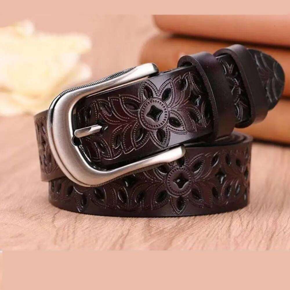 Women Vintage Hollow Ladies Dress Strap Waist Band Pin Buckle Waistband Leather Belt Y260225